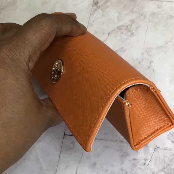 Tory Burch Glasses Case, Orange eyeglass case. - Picture 4 of 5